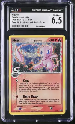 Pokemon Mew δ 3/17 2007 POP Series 5 Inverted Back Error Holo Bleed CGC 6.5 - Image 1