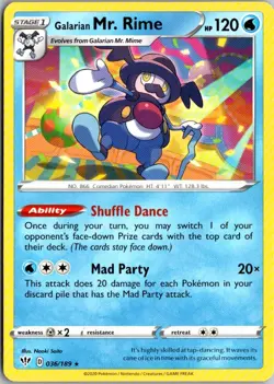 Galarian Mr. Rime Pokemon Darkness Ablaze 036/189 LP - Image 1