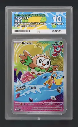Ace Perfect 10 Rowlet 043 First Partner Illustration Promo Gem Mint Pokemon - Image 1