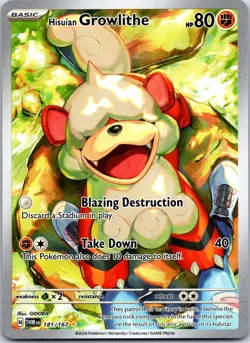 Hisuian Growlithe 181/167 Illustration Rare Twilight Masquerade Pokemon NM - Image 1