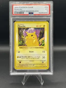 PSA 5 - Red Cheeks Pikachu - 1999 Pokemon Base Set Shadowless - #58 - Image 1