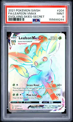2021 POKEMON SWORD & SHIELD EVOLVING SKIES SECRET FULL ART/LEAFEON VMAX PSA 9 - Image 1
