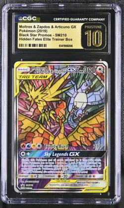 Pokemon Moltres/Zapdos/Articuno GX Hidden Fates ETB Promo SM210 CGC 10 Pristine - Image 1