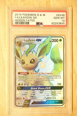 2019 POKEMON SUN & MOON HIDDEN FATES #SV46 FULL ART/LEAFEON GX PSA 10 - Image 1