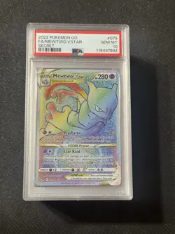 2022 Pokemon GO PSA 10 Rainbow Mewtwo VSTAR Secret Rare Full Art 079/078 PSA 10 - Image 1
