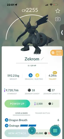 Pokemon Go Legendary Zekrom ( XXL) ( Normal ) - Image 1