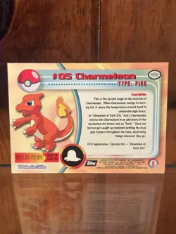 Pokemon Topps Series 1 Charmeleon #5- Black Logo - NM/LP - Image 2