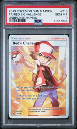 2019 Pokemon Sun & Moon Unbroken Bonds Red's Challenge #213 FULL ART PSA 10 - Image 1