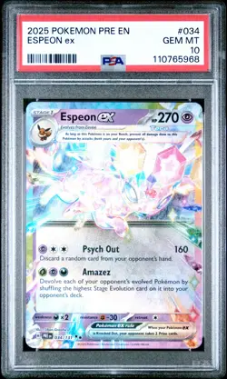2025 POKEMON PRE EN-PRISMATIC EVOLUTIONS #034 ESPEON EX PSA 10 - Image 1
