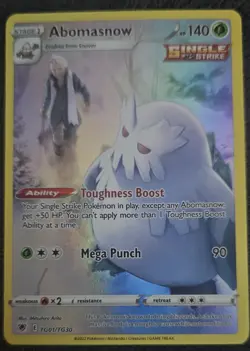 Pokemon TCG Abomasnow Holo Rare Card Astral Radiance, TG01/TG30, Mint/Near Mint - Image 1