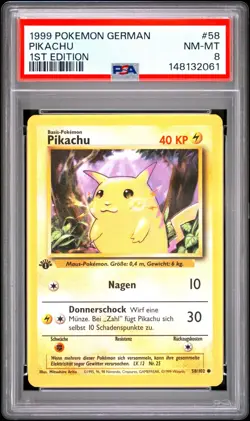 1999 Pokemon Base Set 1.Edition Pikachu PSA 8 Mint #58 Deutsch - Image 2