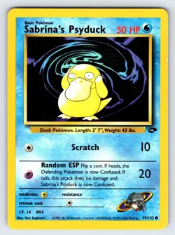 Sabrina's Psyduck 99/132 Gym Challenge Pokemon Card WOTC Vintage Common - Nm/Vlp - Image 1