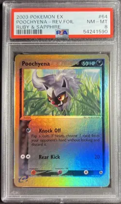 2003 Pokemon EX Ruby & Sapphire 64 Poochyena Reverse PSA 8 - Image 1