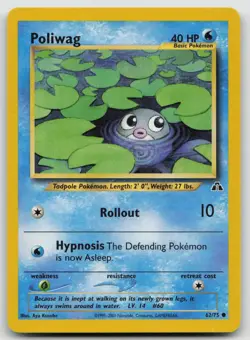 Poliwag 62/75 Common Neo Discovery Pokemon Unlimited Lightly Played - Image 1
