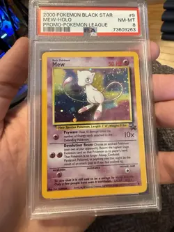 2000 Pokemon Black Star promo pokemon League #9 Mew Holo PSA 8 NM-MT with 🌀 - Image 1