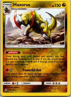 POKEMON HAXORUS 156/236 HOLO RARE HOLO UNIFIED MINDS NM/M - Image 1