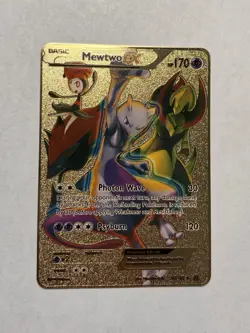 Pokemon Mewtwo EX 163/162 170HP Gold Metal High Quality Fan Art Card M/NM - Image 1
