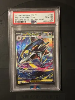 2025 Pokemon PFL Mega Sharpedo ex Special Illustration Rare #127/094 PSA 10 - Image 1