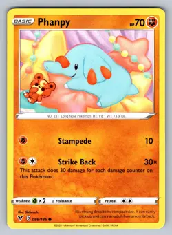 Phanpy 086/185 Common Vivid Voltage Pokemon NM - LP - Image 1