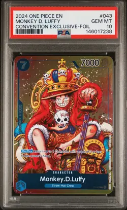 2024 ONE PIECE PROMOS CONVENTION EXCLUSIVE-FOIL #043 MONKEY D. LUFFY PSA 10 - Image 1