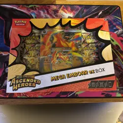 Pokemon TCG - Mega Evolution Ascended Heroes Emboar Mega EX Box New and Sealed - Image 1