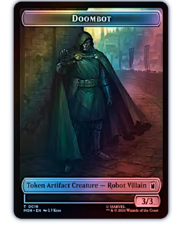 Doombot Token (0018) // Merfolk Token (0006) Foil Marvel Super Heroes MTG - Image 1