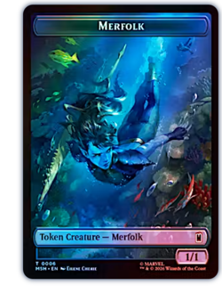 Doombot Token (0018) // Merfolk Token (0006) Foil Marvel Super Heroes MTG - Image 2