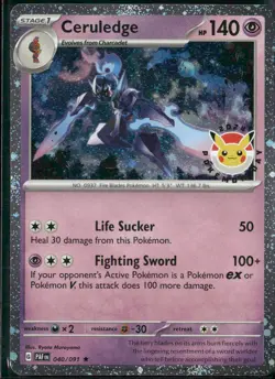 Ceruledge (Cosmos Holo) 040/091 Promo Pokemon Card Near Mint - Image 2