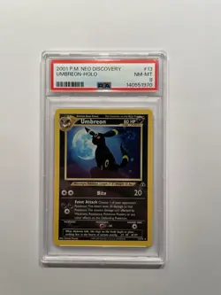 2001 Pokemon Neo Discovery - #13 Umbreon - HOLO - SWIRL - PSA 8 - Image 1