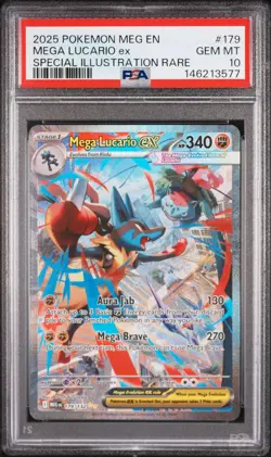 2025 POKEMON MEG EN-MEGA EVOLUTION #179 MEGA LUCARIO EX PSA 10 - Image 1
