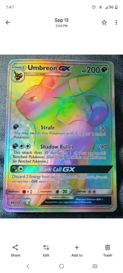 Umbreon GX - 154/149 - Pokemon Sun & Moon Base Set Secret Rare Card NM - Image 1