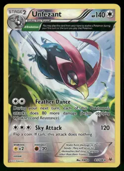 2015 Unfezant (81 Delta) 81/108 Rare Reverse Holo LP XY - Roaring Skies Pokemon - Image 1