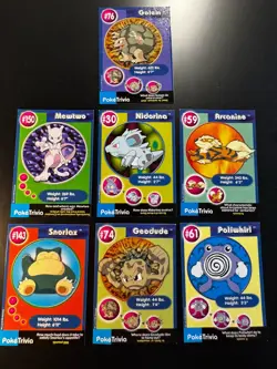 Pokemon TCG | Lot of 7 Vintage Burger King Promo Trivia Cards 1999 | Near Mint - Image 1