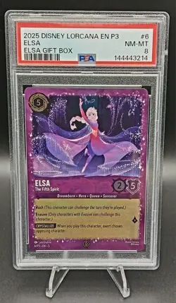 2025 DISNEY LORCANA EN P3-PROMO ELSA GIFT BOX #6 ELSA - THE FIFTH SPIRIT PSA 8 - Image 1