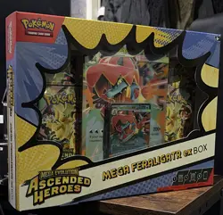 Pokemon TCG Mega Evolution Ascended Heroes Mega Feraligatr EX Box, English Holo - Image 1
