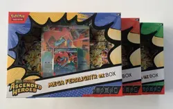 Pokemon TCG Ascended Heroes Mega ex Box Set of 3 - Meganium Emboar Feraligatr - Image 1