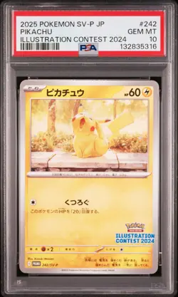 Pikachu 242/SV-P Illustration Contest 2024 Sv-p Promo Pokemon Japanese PSA 10 - Image 1