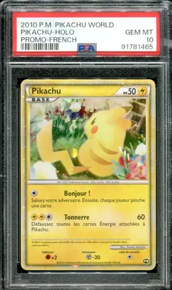 pikachu psa10 Carte Pokemon gradee pokemon world promo 2010 jp - Image 1