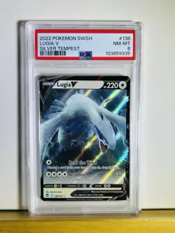 PSA 8 Pokemon LUGIA V #138 2022 POKEMON SWORD & SHIELD SILVER TEMPEST - Image 1