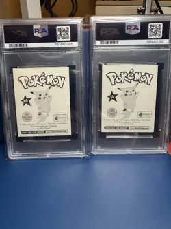 1999 Pokemon Merlin Sticker Ash & Pikachu Prism S30 & S2 PSA 8 - Image 2