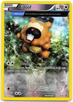 Bidoof 117/160 Reverse Holo Primal Clash MP - Image 1