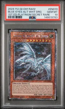 2024 1ST EDITION-PLATINUM SECRET RARE BLUE-EYES ALTERNATIVE WHITE DRAGON PSA 10 - Image 1