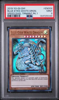2019 YU-GI-OH! SPEED DUEL TOURNAMENT PACK 1 #EN004 BLUE-EYES WHITE DRAGON PSA 9 - Image 1