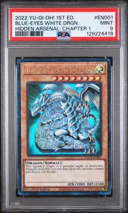2022 YU-GI-OH! HIDDEN ARSENAL: CHAPTER 1 #EN001 BLUE-EYES WHITE DRAGON PSA 9 - Image 1