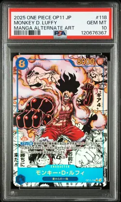 Monkey D. Luffy 118 Manga Alternate Art One Piece Op11 One Piece Japanese PSA 10 - Image 1