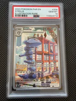 Pokemon TCG Steelix 208/182 Paradox Rift Holo Illustration Rare Card PSA 10 Mint - Image 1