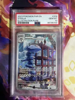 Pokemon TCG Steelix 208/182 Paradox Rift Holo Illustration Rare Card PSA 10 Mint - Image 1