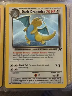 Pokemon TCG Team Rocket Dark Dragonite Holo Card 5/82 1999 Rare - Image 1