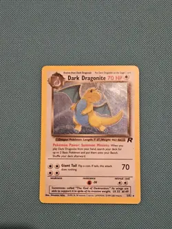 Pokemon TCG Dark Dragonite Holo Rare Card 5/82 (Swirl) Team Rocket Series MP - Image 1