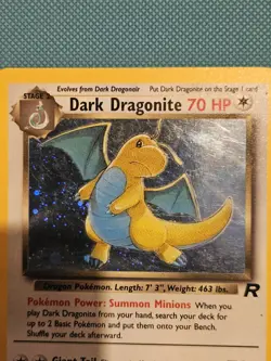 Pokemon TCG Dark Dragonite Holo Rare Card 5/82 (Swirl) Team Rocket Series MP - Image 3